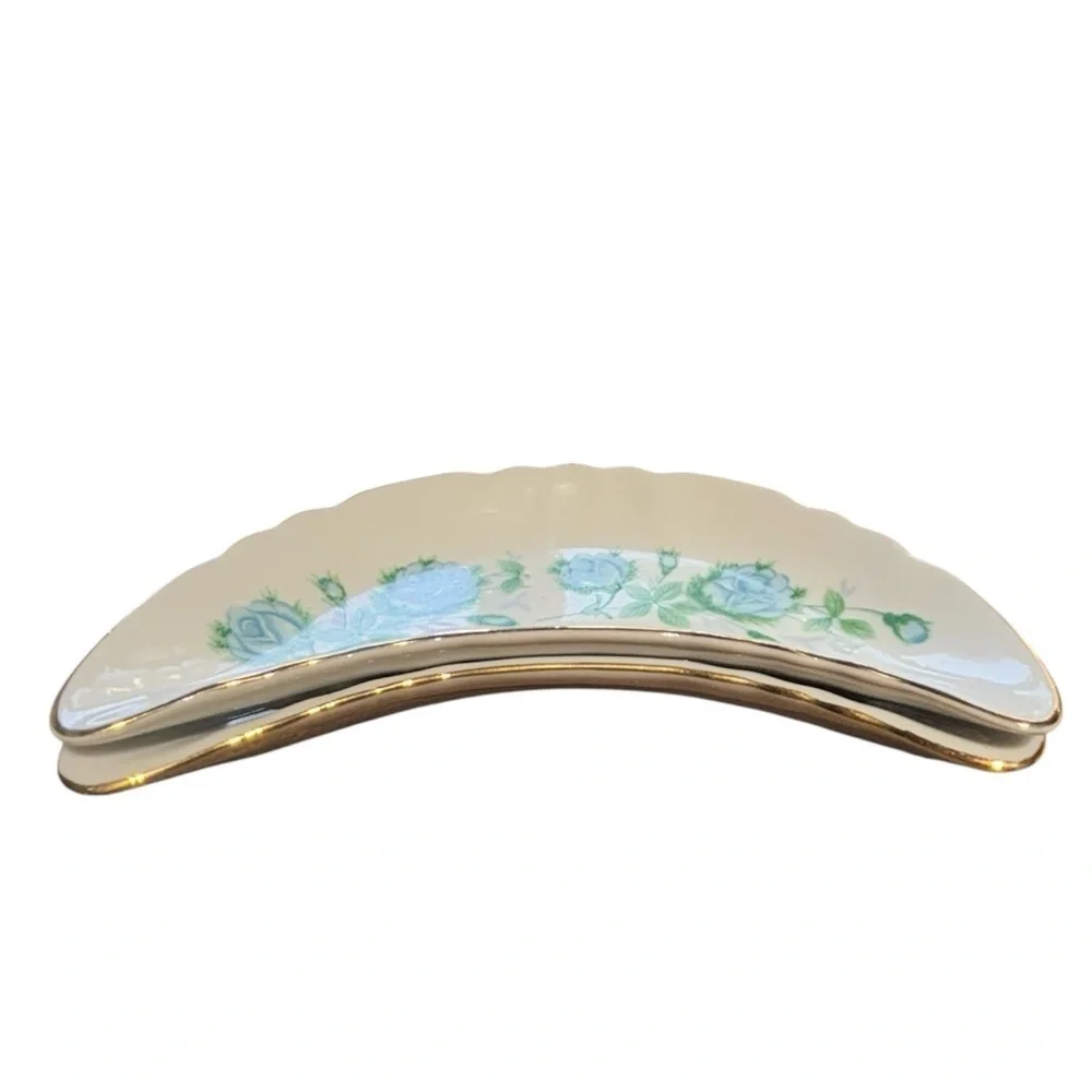 Vintage Nasco Bone Dish Gold  Rim National Silver Company Japan  Set of 8